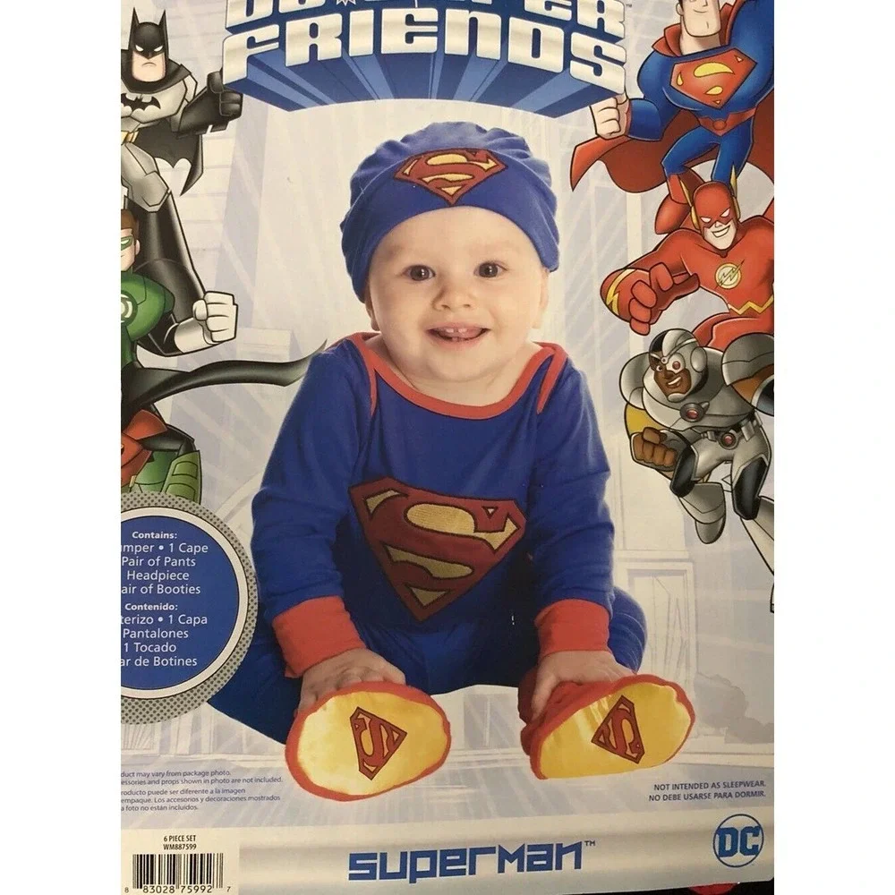 NEW Rubies DC Super Friends Superman Halloween Costume Infant‎ Size 0-6 Months